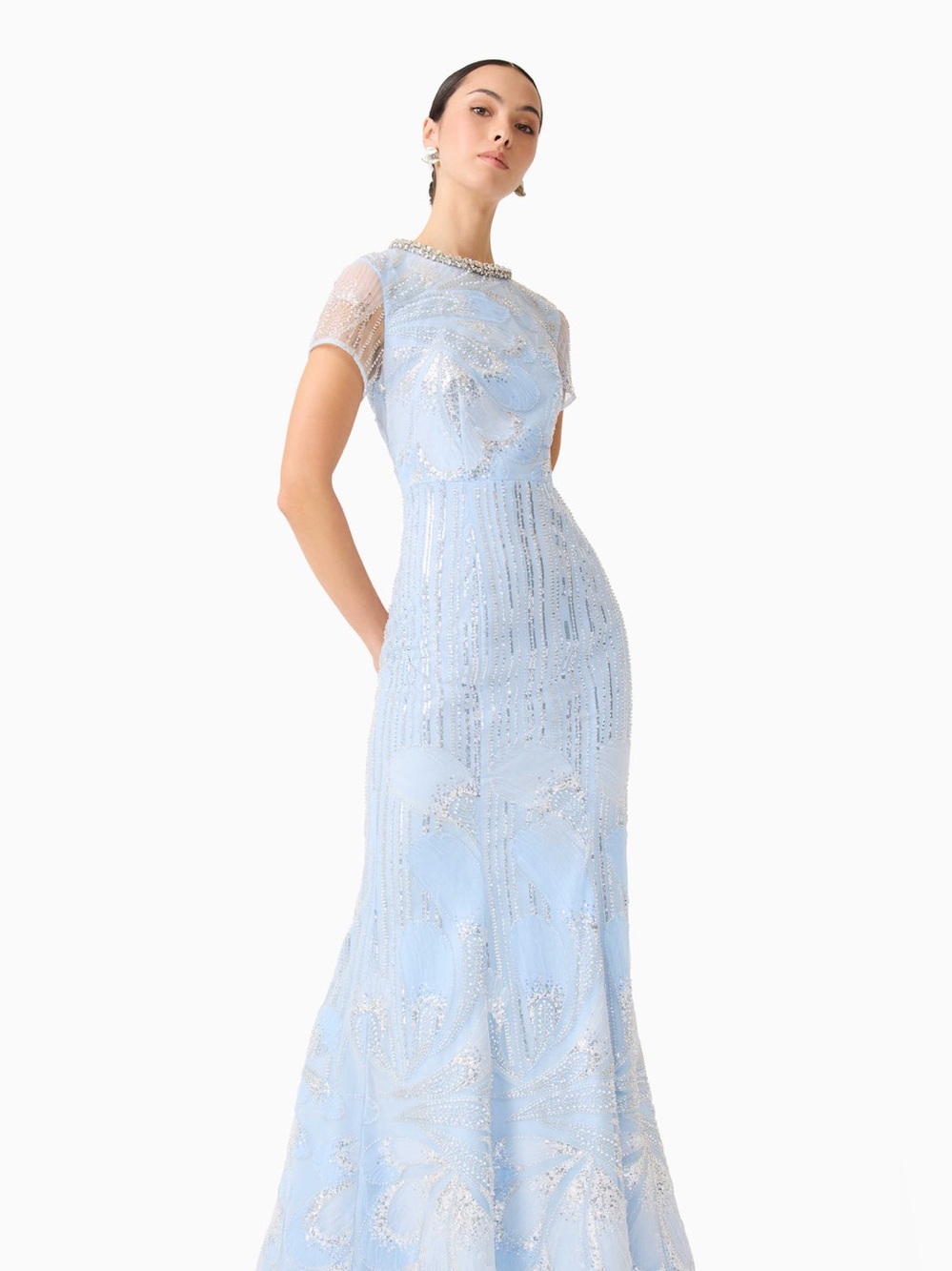 ELLIATT Annabelle Embellished Evening Gown Blue Wedding Guest Dress size S NWT - Picture 5 of 11